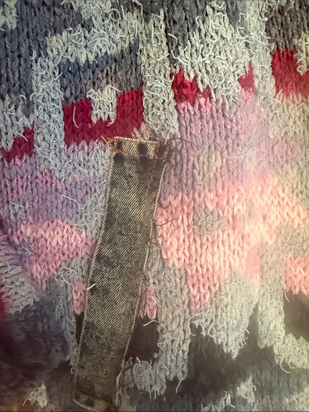 Free People Multicolor Geometric Shawl Collar Cardigan - Blue, Pink, Gray - Picture 4 of 6